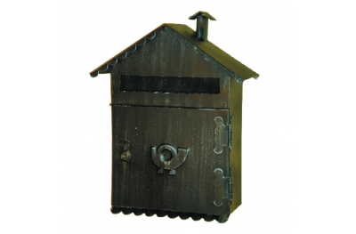 6014 Wrought Iron Pitched Roof Mailbox Carrying Newspapers Lorenz Ferart