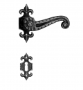 901 Galbusera Door Handle with Rosette and Escutcheon Artistic Wrought Iron