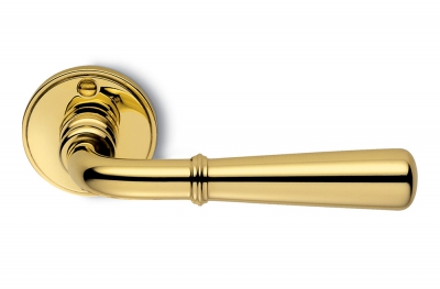 Accademia Natural Brass Door Handle on Rosette Made in Italy by Antologhia