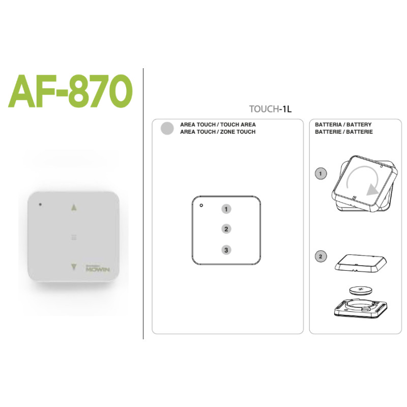 AF 870 Comunello Radio Button Rolling Code 433.92 MHz