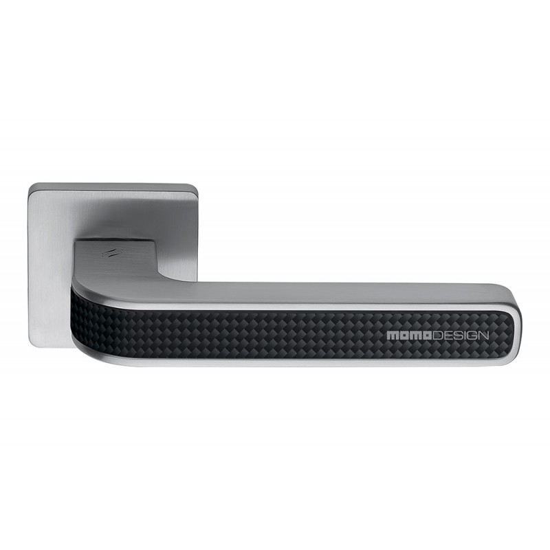 Alba Polished and Satin Chrome Door Handle on Rosette Made in Italy by Colombo Design
