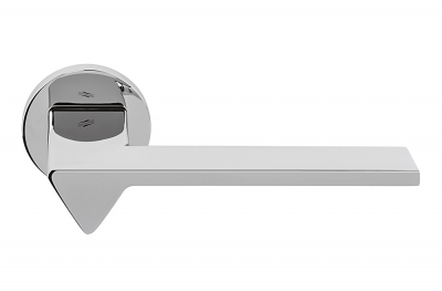 Alba Chrome Door Handle on Rosette Made in Italy by Colombo Design