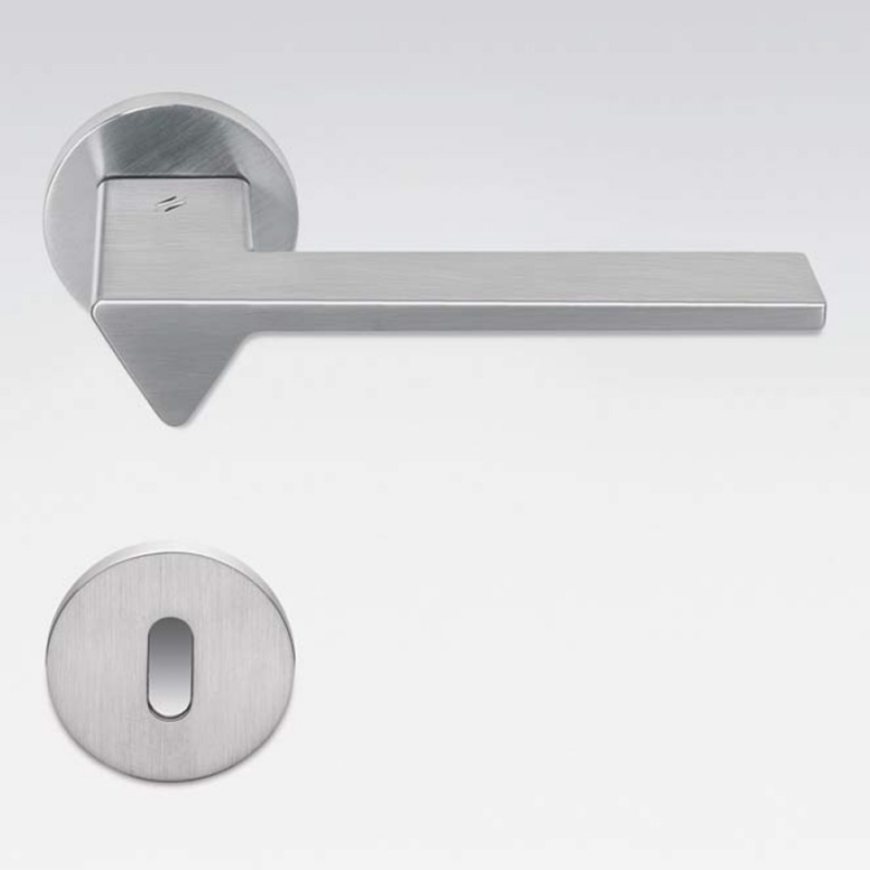 Ama Polished Chrome Door Handle on Rosette by Designer Architect Andrea Maffei for Colombo Design