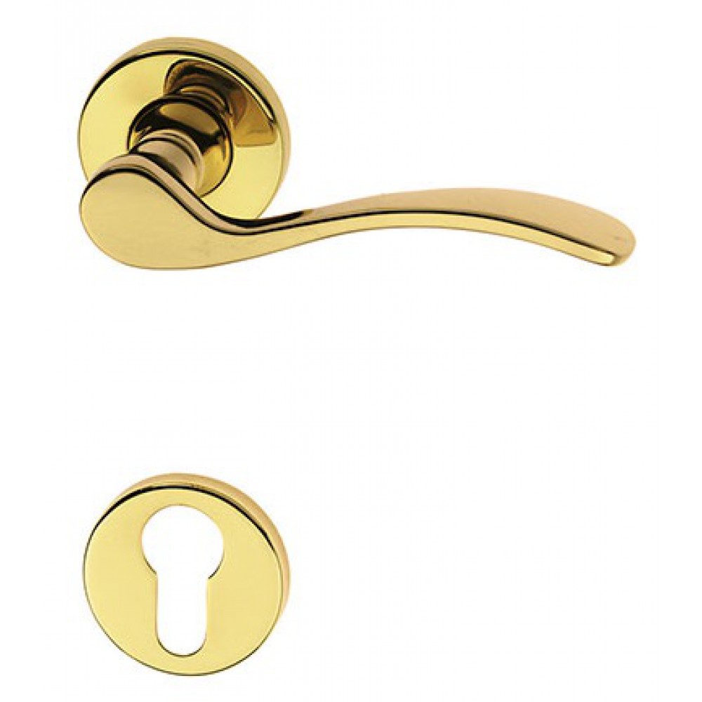Anna Door Handle on Round Rosette Brass-made Easy Line PFS Pasini