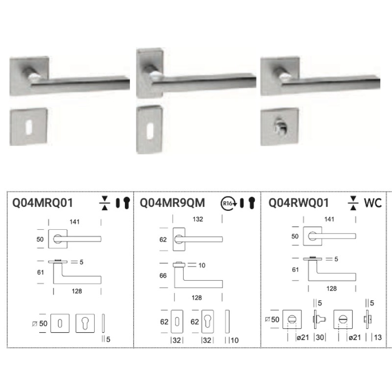 Atene Reguitti Stainless Steel Door Handle with Slim Rosette