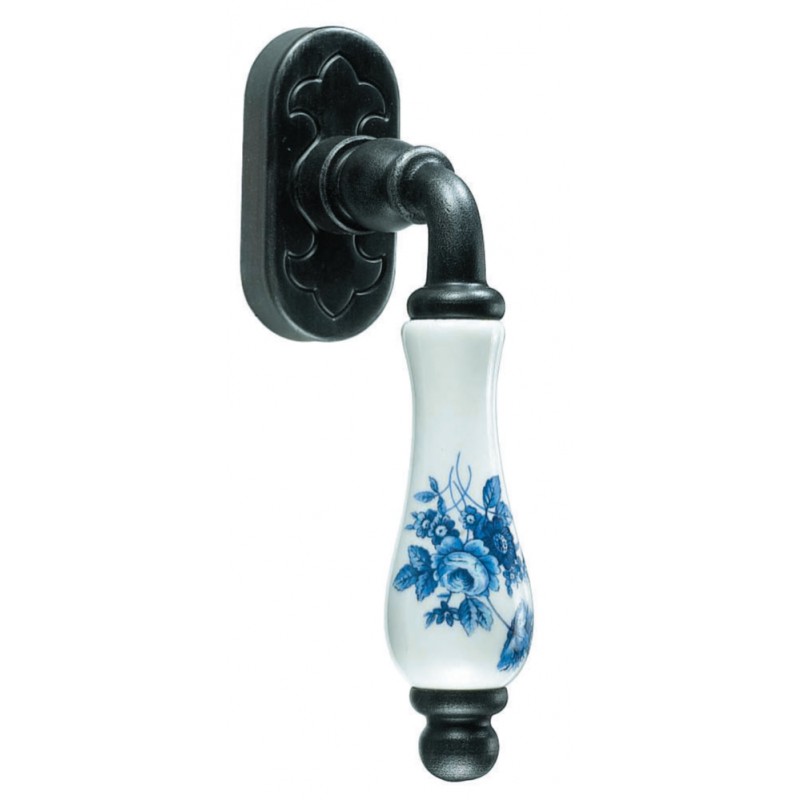 Athens Galbusera Dry Keep Window Handle Porcelain and Wrought Iron