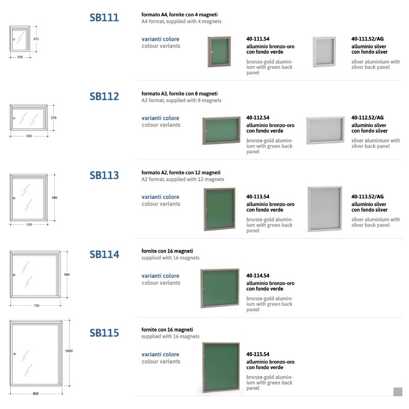 Notice Board with Magnets Various Sizes SB1 Silmec