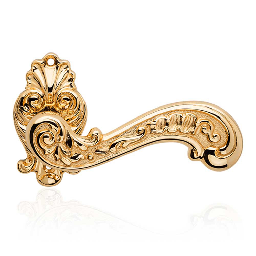 Barocco Gold Plated Door Handle With Rose of Rococò Style Linea Calì Vintage