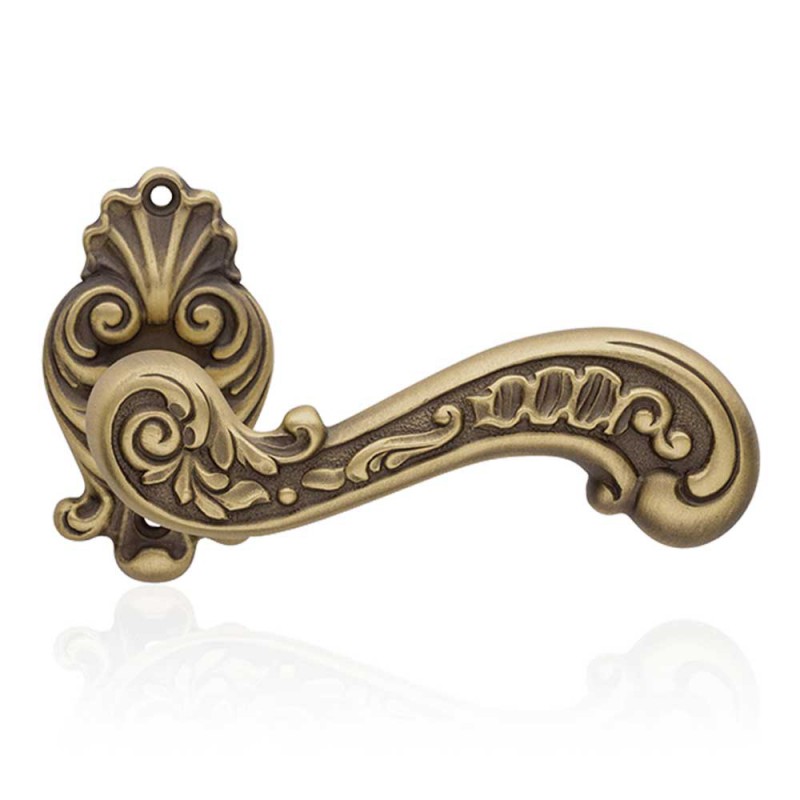 Barocco Patiné Mat Door Handle With Rose of Rococò Style Linea Calì Vintage