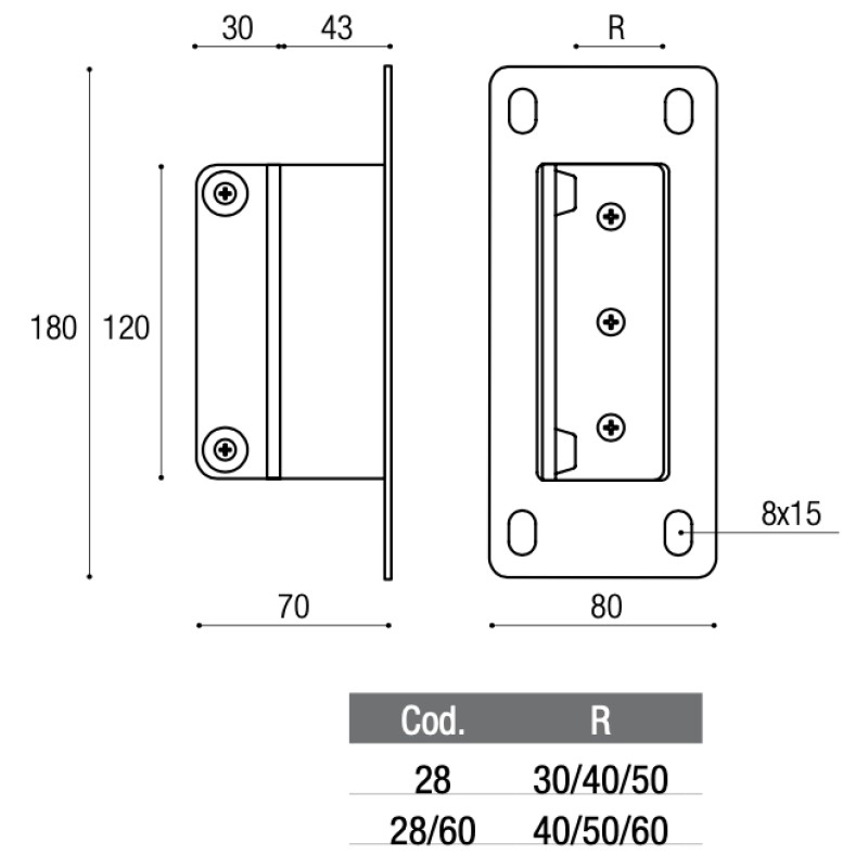 Adjustable Striker to Fix for Electric Locks - Adem 28