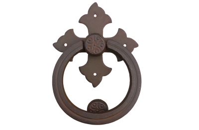 Cross Door Knocker with Ring Galbusera Wrought Iron