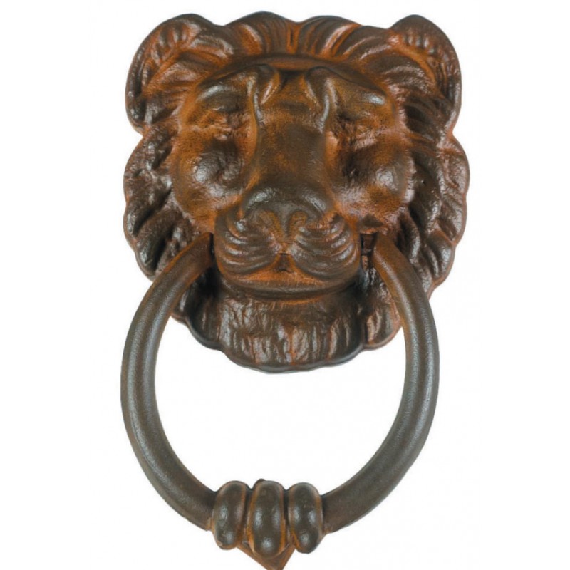 Lion Door Knocker with Ring Galbusera Wrought Iron