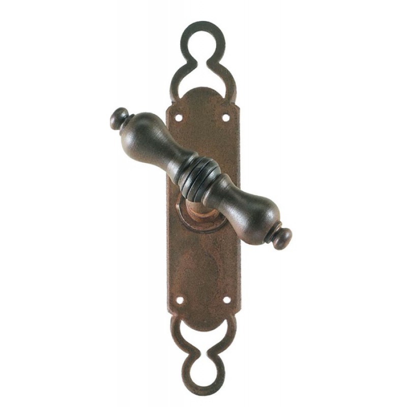 Berlin Galbusera Window Handle with Plate Wrought Iron