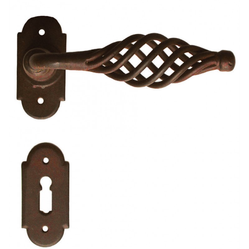 Budapest Galbusera Door Handle with Rosette and Escutcheon Plate
