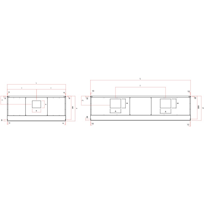 Stainless Steel Kitchen Hood Snack LED Depth 70 90 110 cm