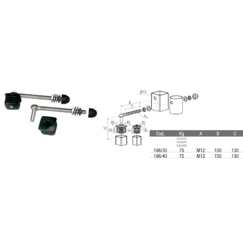 Stainless Steel Long Hinge for Gate with Polyamide Caps