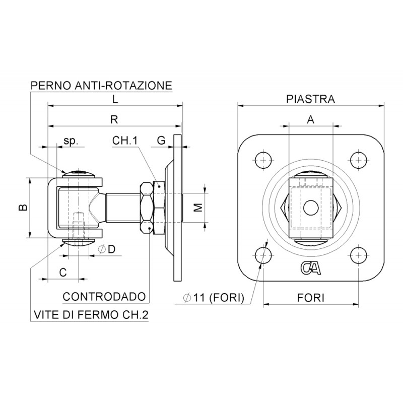 Adjustable U-Bolt Hinge with Plate Swing Gate Combiarialdo