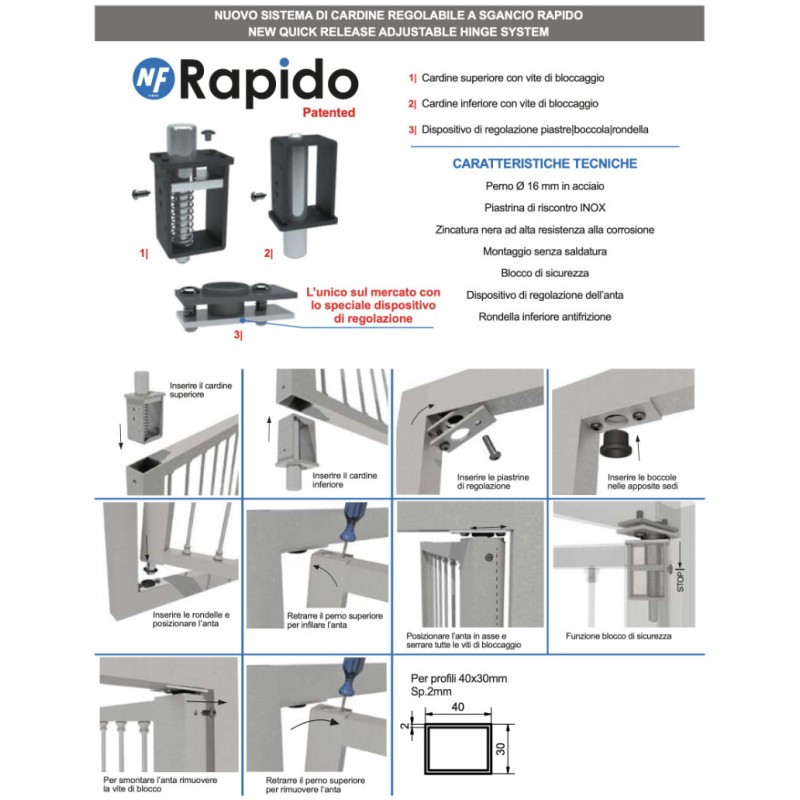 Hinges and Ferrules for Security Grates Quick Release