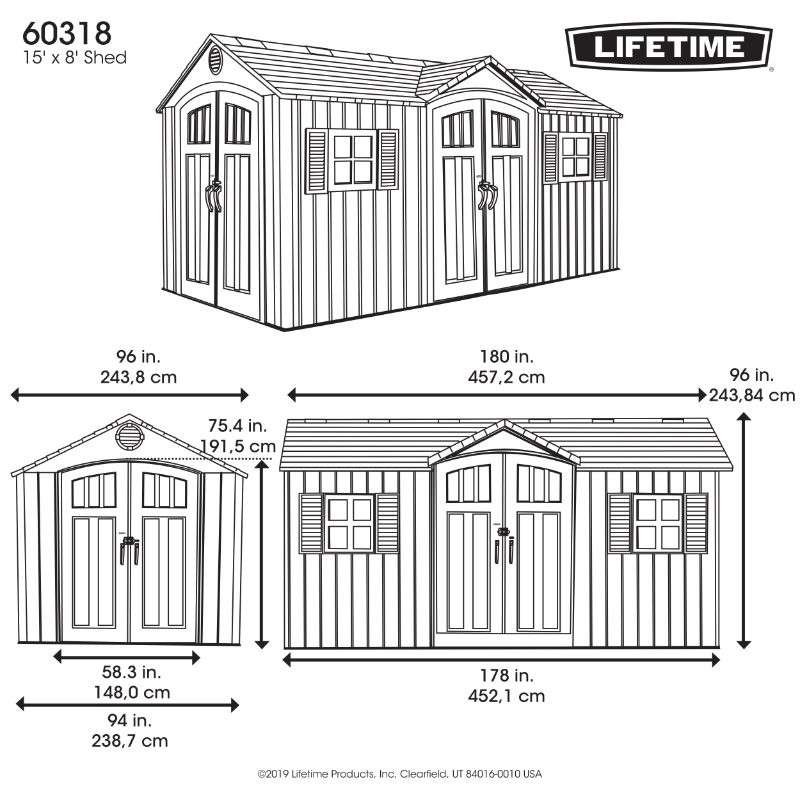 PVC Garden Shed Large and Spacious Lifetime Utah