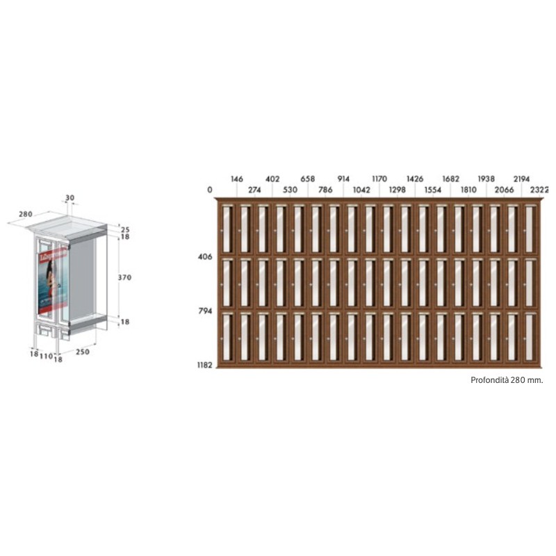 Wooden Mailbox Vertical Classic Line with Elegant Shapes