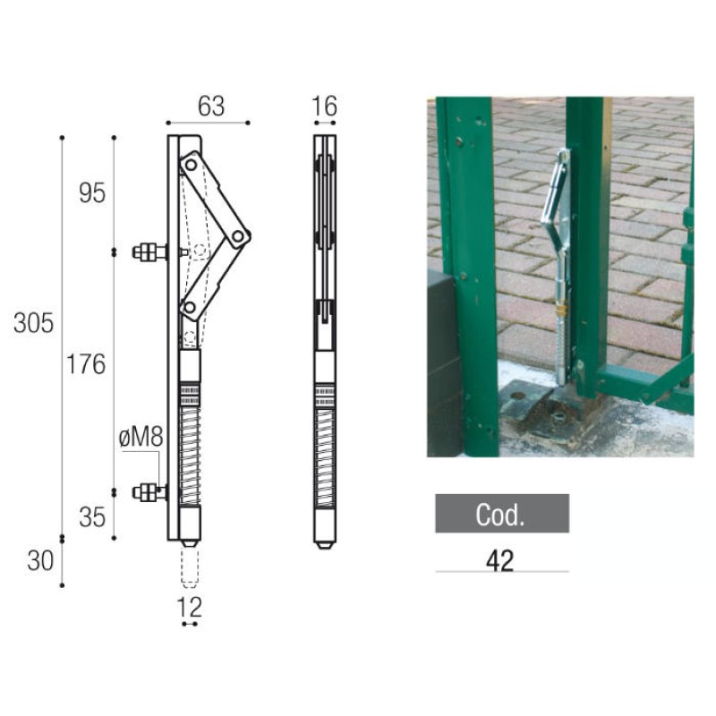Adjustable Toggle Bolt with Spring for Swing Gate