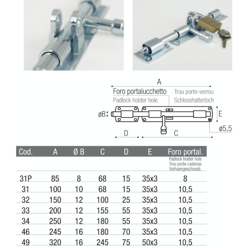 Galvanized Horizontal Bolt with Keep for Door