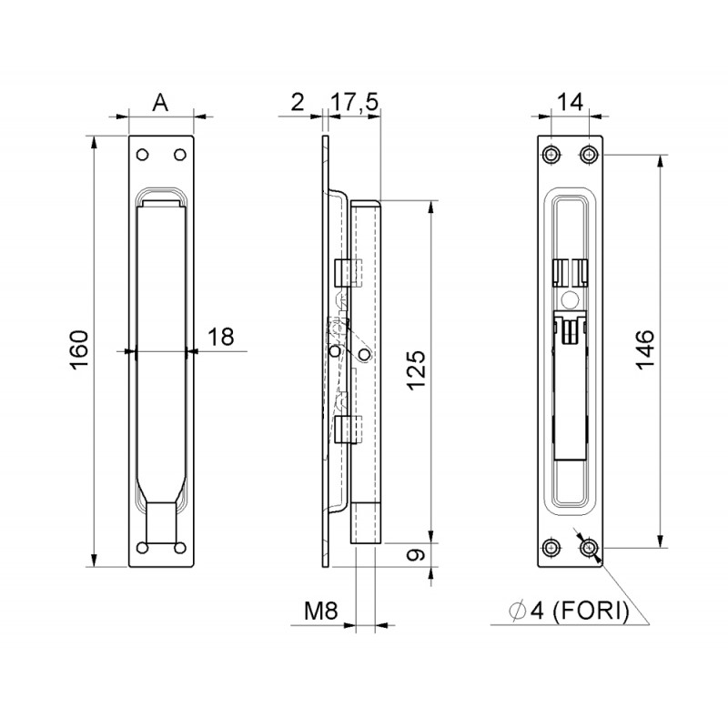Flush Bolt with Brass Lever Block System Combiarialdo