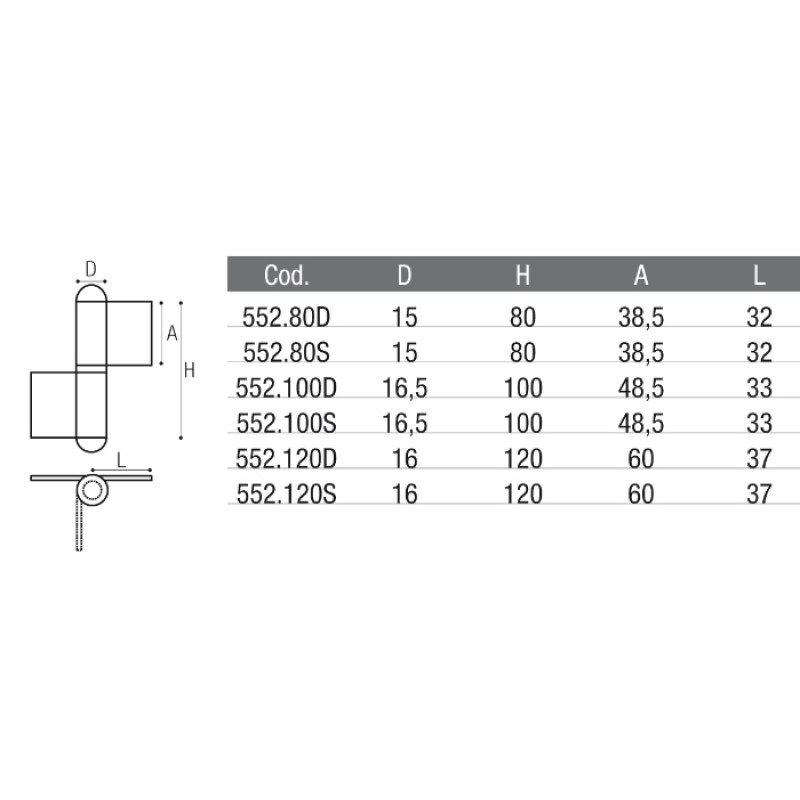 Hinge with 2 Long Wings for Swing Gate Brevetti Adem