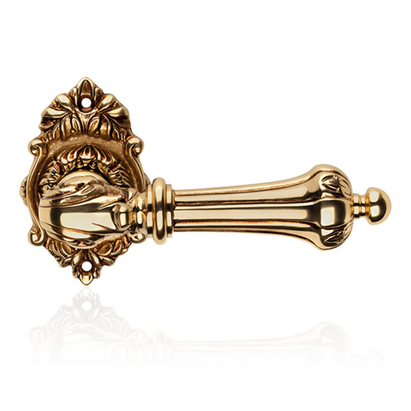 Charme French Gold Door Handle With Rose in Baroque Style Linea Calì Vintage