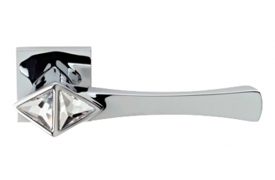 Cometa Polished Chrome Door Handle on Rosette Linea Calì Crystal