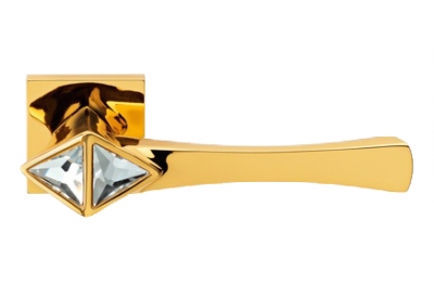 Cometa Gold Plated Door Handle on Rosette Linea Calì Crystal
