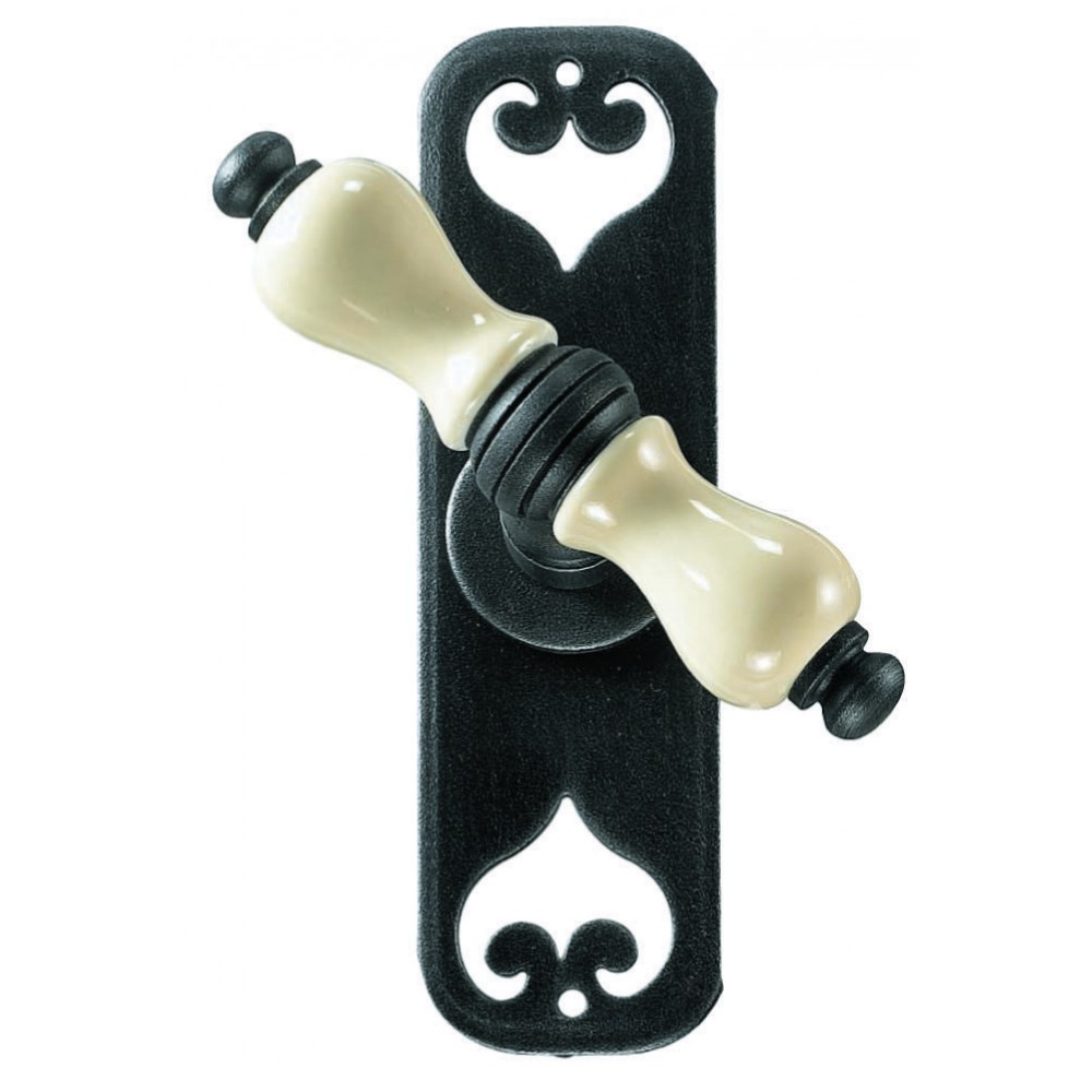 Copenhagen Galbusera Window Handle with Plate Porcelain and Wrought Iron