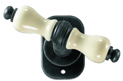 Copenhagen Galbusera Window Handle with Rosette Porcelain and Wrought Iron