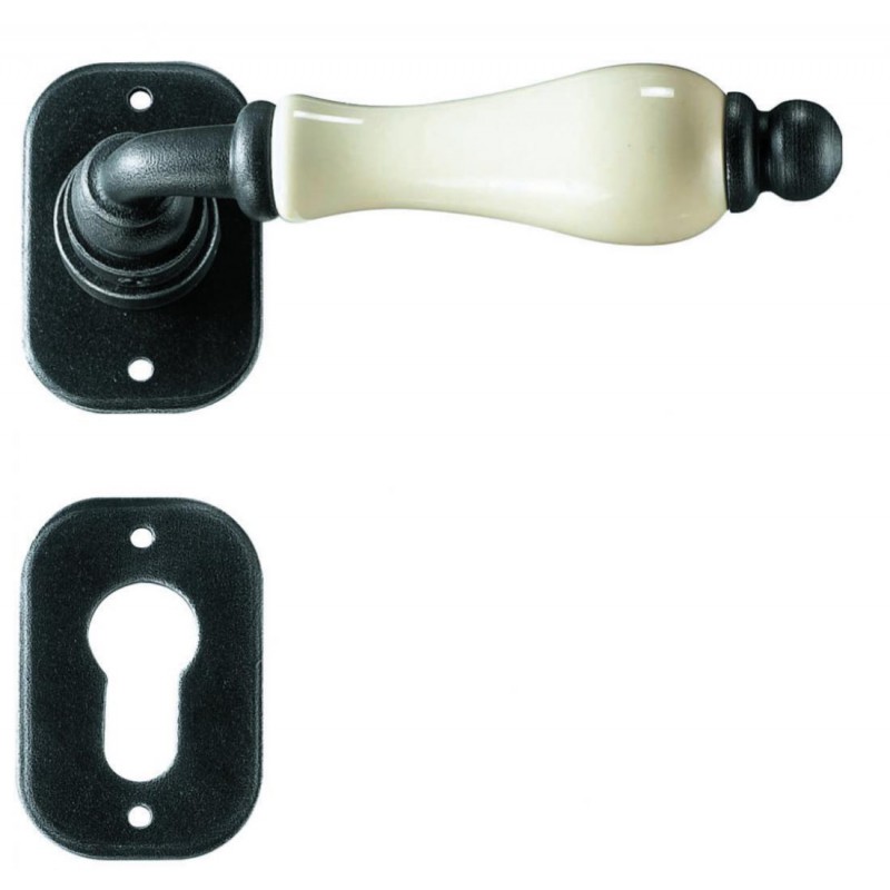 Copenhagen Galbusera Door Handle with Rosette and Escutcheon Plate