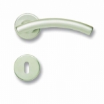 Pair of Ghidini Lever Handles Arco OCS M18 with Roses and Escutcheons