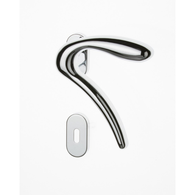 Pair of Ghidini Lever Handles Leonardo ACL with Roses and Escutcheons