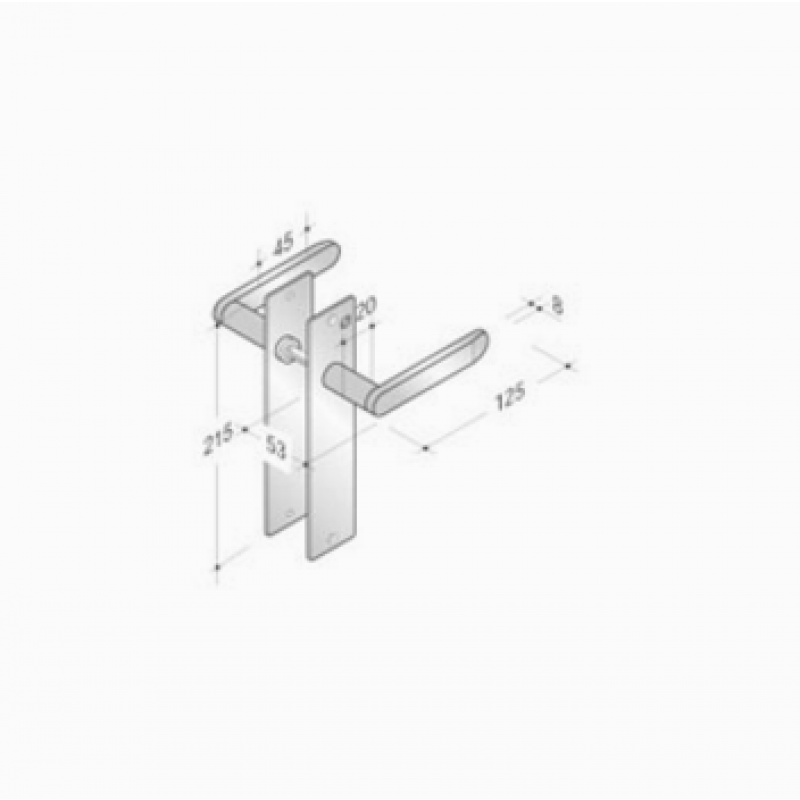 pba 2020/2001 Pair of Handles with Plate in Stainless Steel AISI 316L