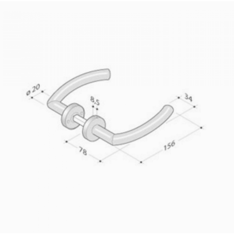 pba 2027T Pair of Lever Handles in Stainless Steel AISI 316L