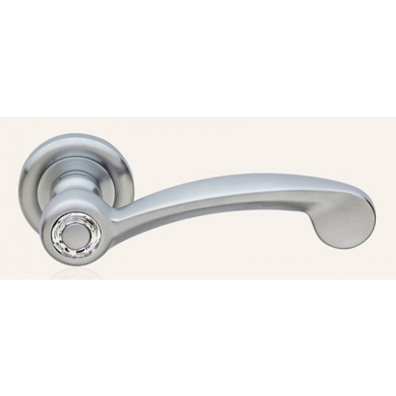 Cosmic Satin Chrome Door Handle on Rosette Linea Calì Crystal