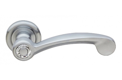 Cosmic Satin Chrome Door Handle on Rosette Linea Calì Crystal