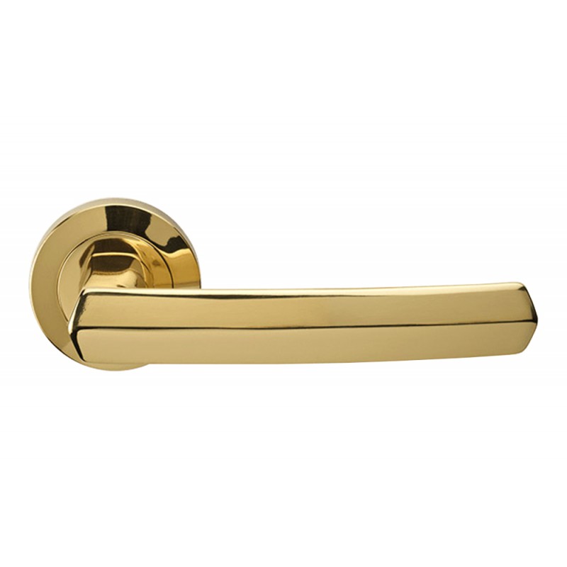 Dafne Polished Brass Door Handle With Round Rose for Modern House by Linea Calì