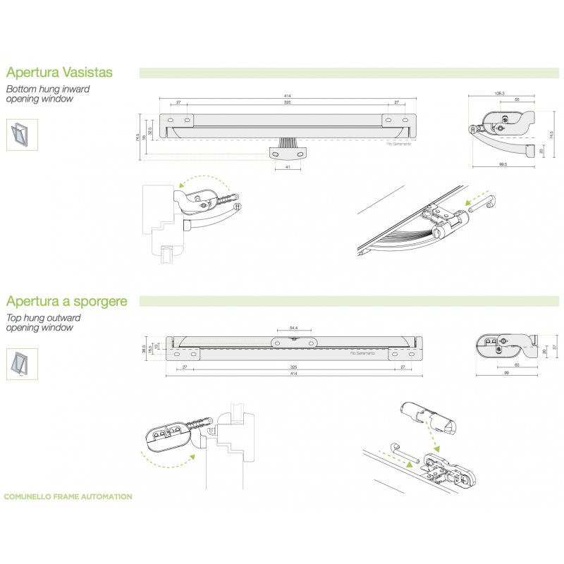 Double Liwin L35 Radio 2W-NET Chain Actuator 230V ​L=1250<2500 Comunello Mowin