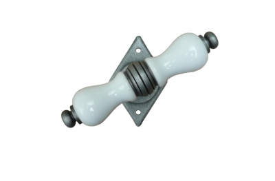 Dublin Galbusera Window Handle with Rosette Porcelain and Wrought Iron