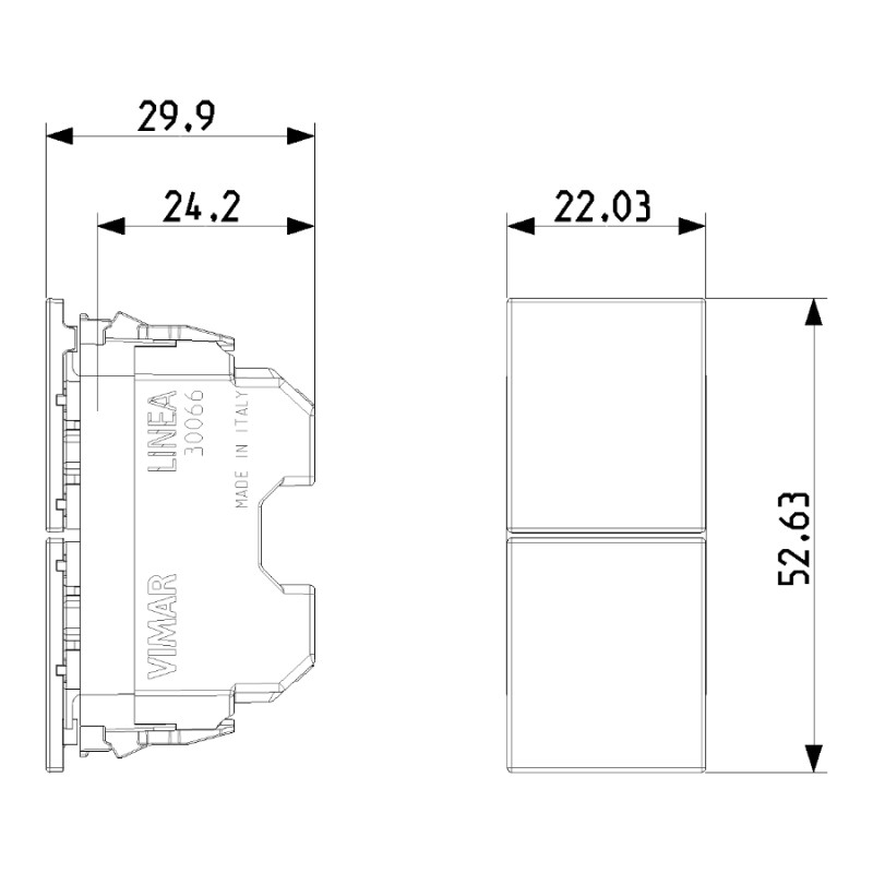 Two Independent Buttons LINEA VIMAR 30066 1P NO 10 A 250 V~