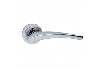 Dune Design Manital Polished Chrome Pair of Door Lever Handles on Rose