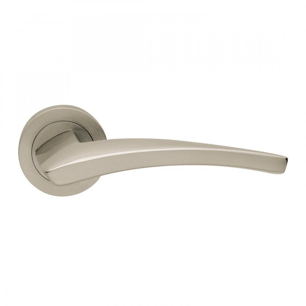 Dune Design Manital Satin Nickel Pair of Door Lever Handles on Rose