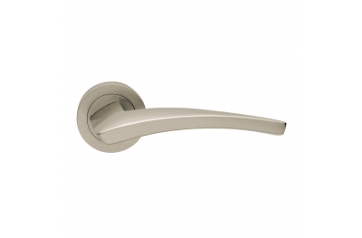 Dune Design Manital Satin Nickel Pair of Door Lever Handles on Rose