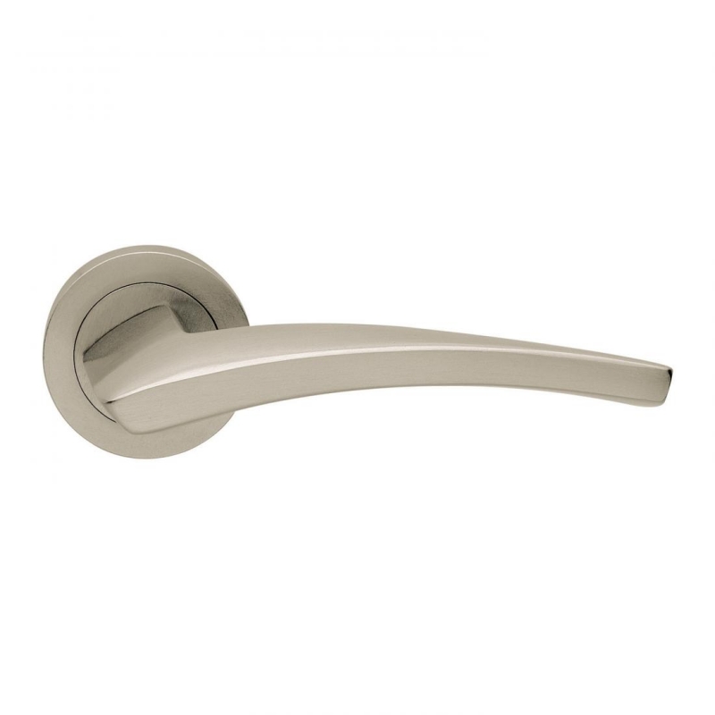 Dune Design Manital Satin Nickel Pair of Door Lever Handles on Rose