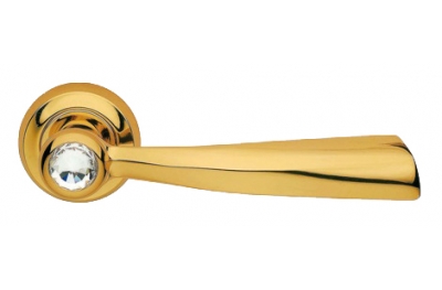 Elika Crystal Gold Plated Door Handle on Rosette Linea Calì Crystal