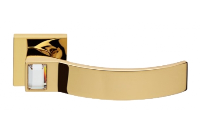 Elios Crystal Gold Plated Door Handle on Rosette Linea Calì Crystal